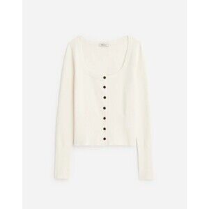 MADEWELL The Signature Knit Scoopneck Cardigan XL Winter White Sweater NWT B19